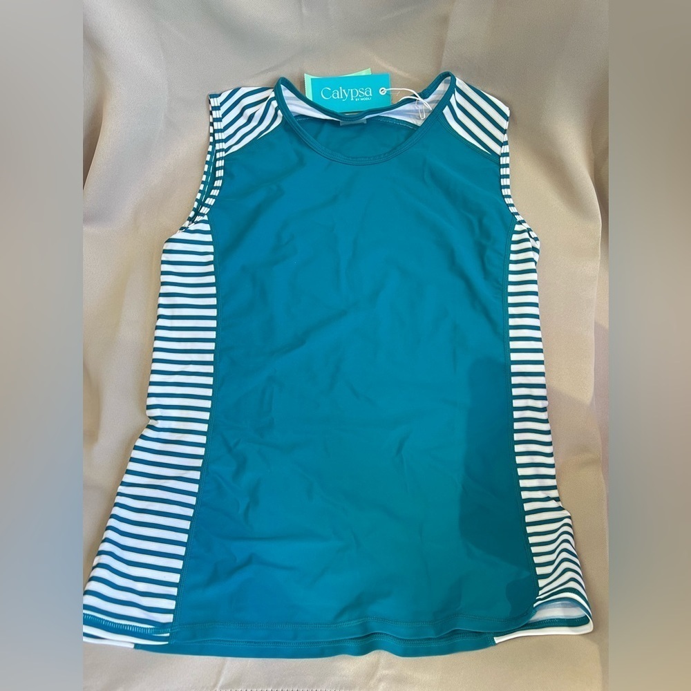 Calypsa Serena Swim Tunic Tankini Top UPF 50+ Teal Green Size M NWT